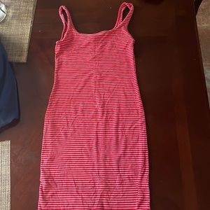 Heart and hips long dress. Red white stripes. 60%cotton35%rayon5%spandex